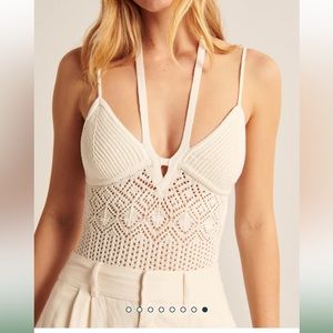 Abercrombie Crochet Stringy Halter Bodysuit